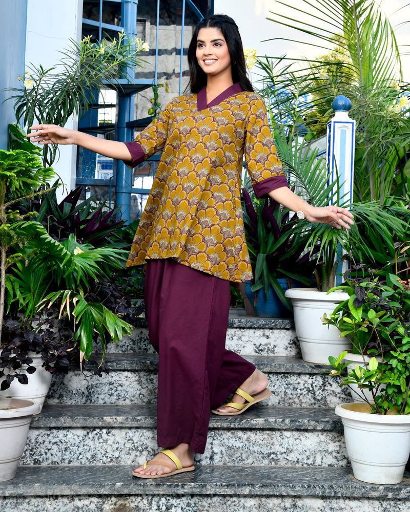 Dark Mustard Printed Co-ord Set