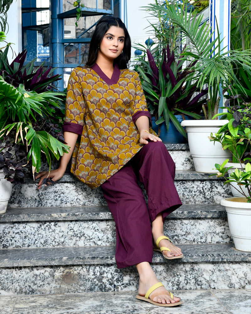 Dark Mustard Printed Co-ord Set