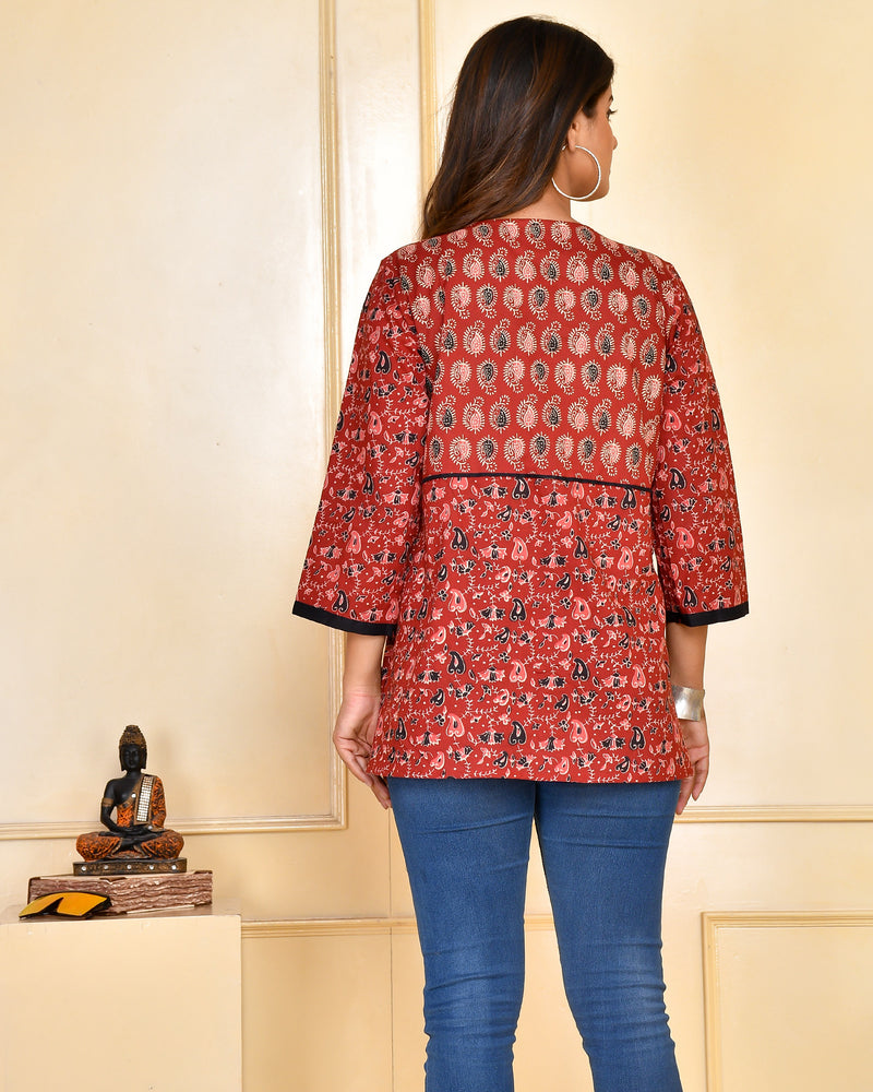 Red Gathered Top