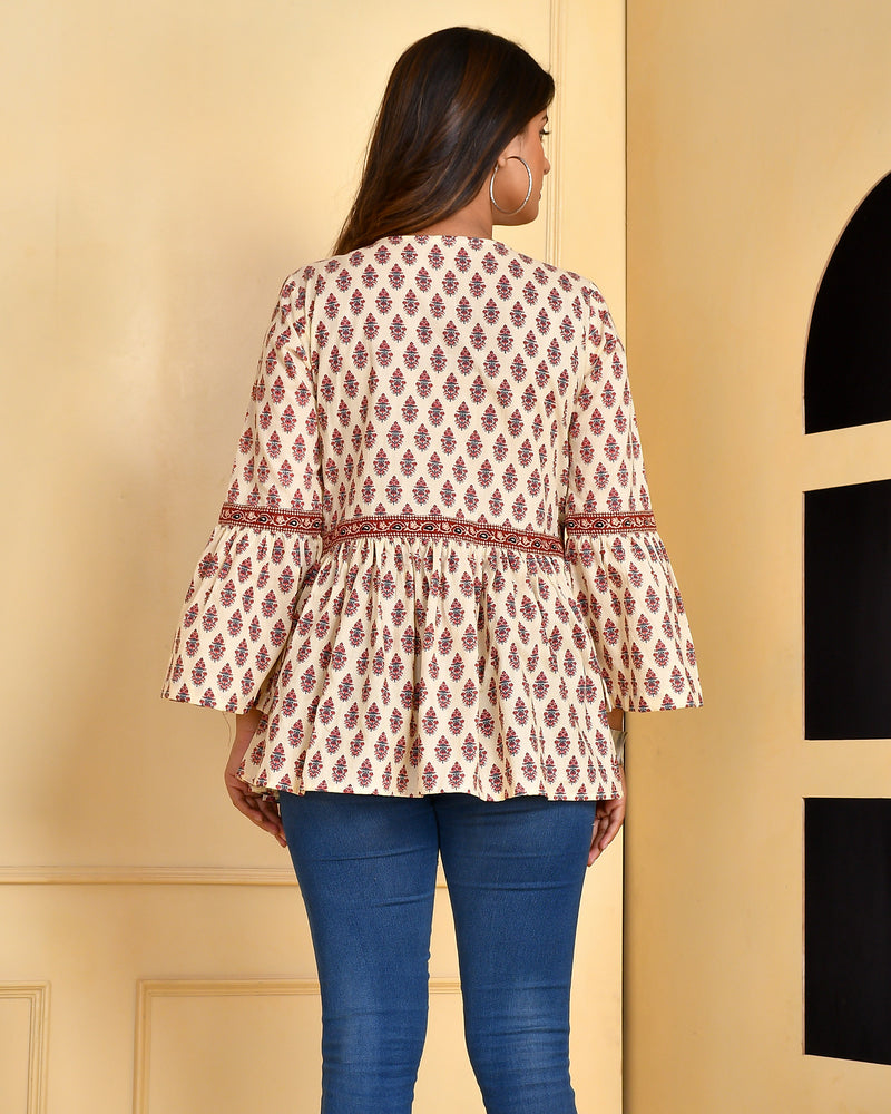 Beige Gathered Top