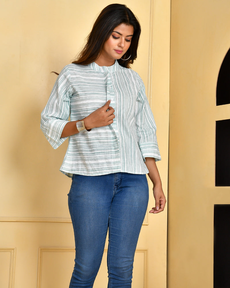 Pista Green Printed Top