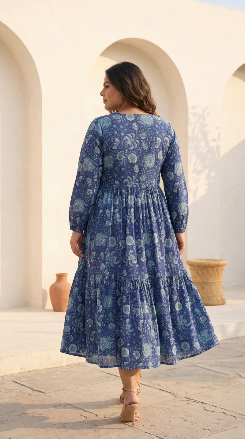 Hand block Printed indigo Dress