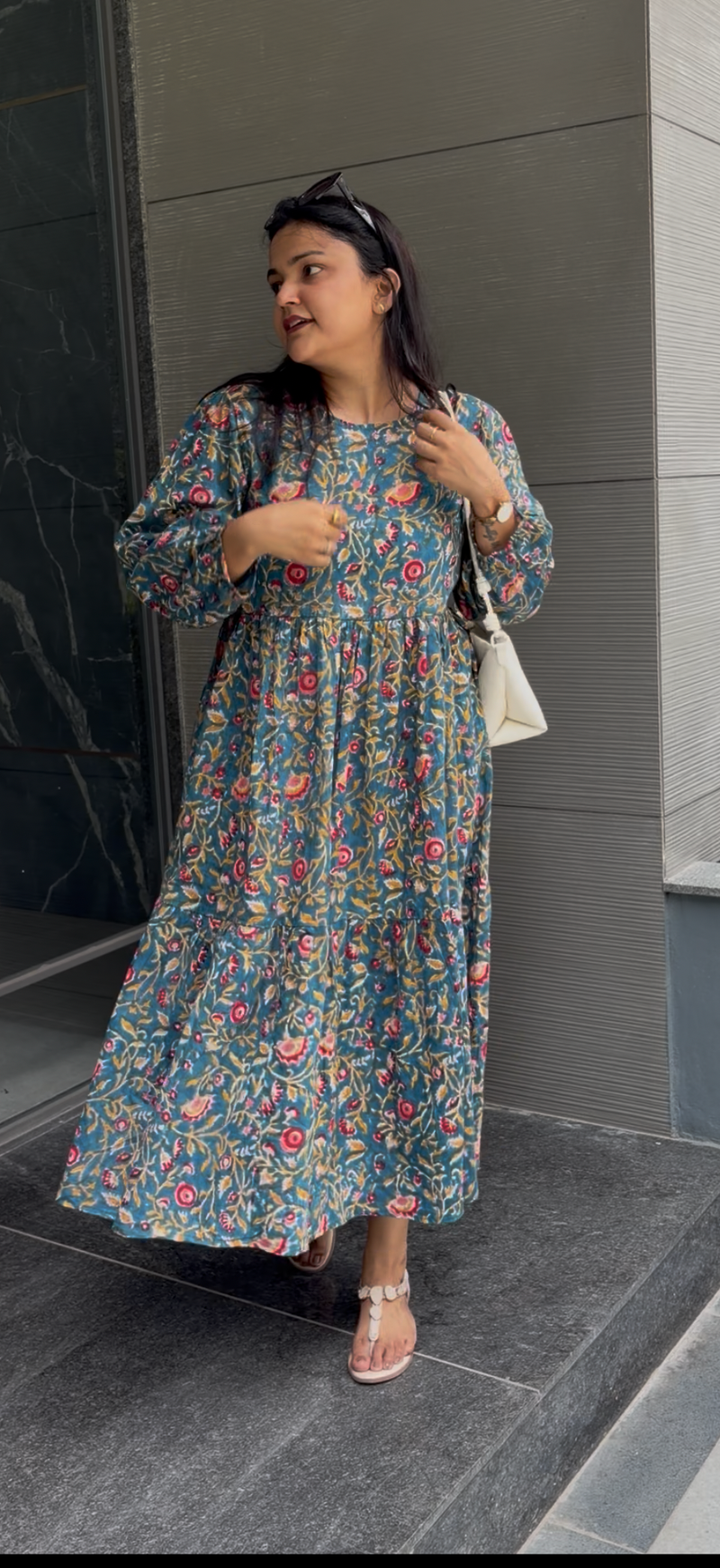 Teal Jal Print Dress with Speghtie
