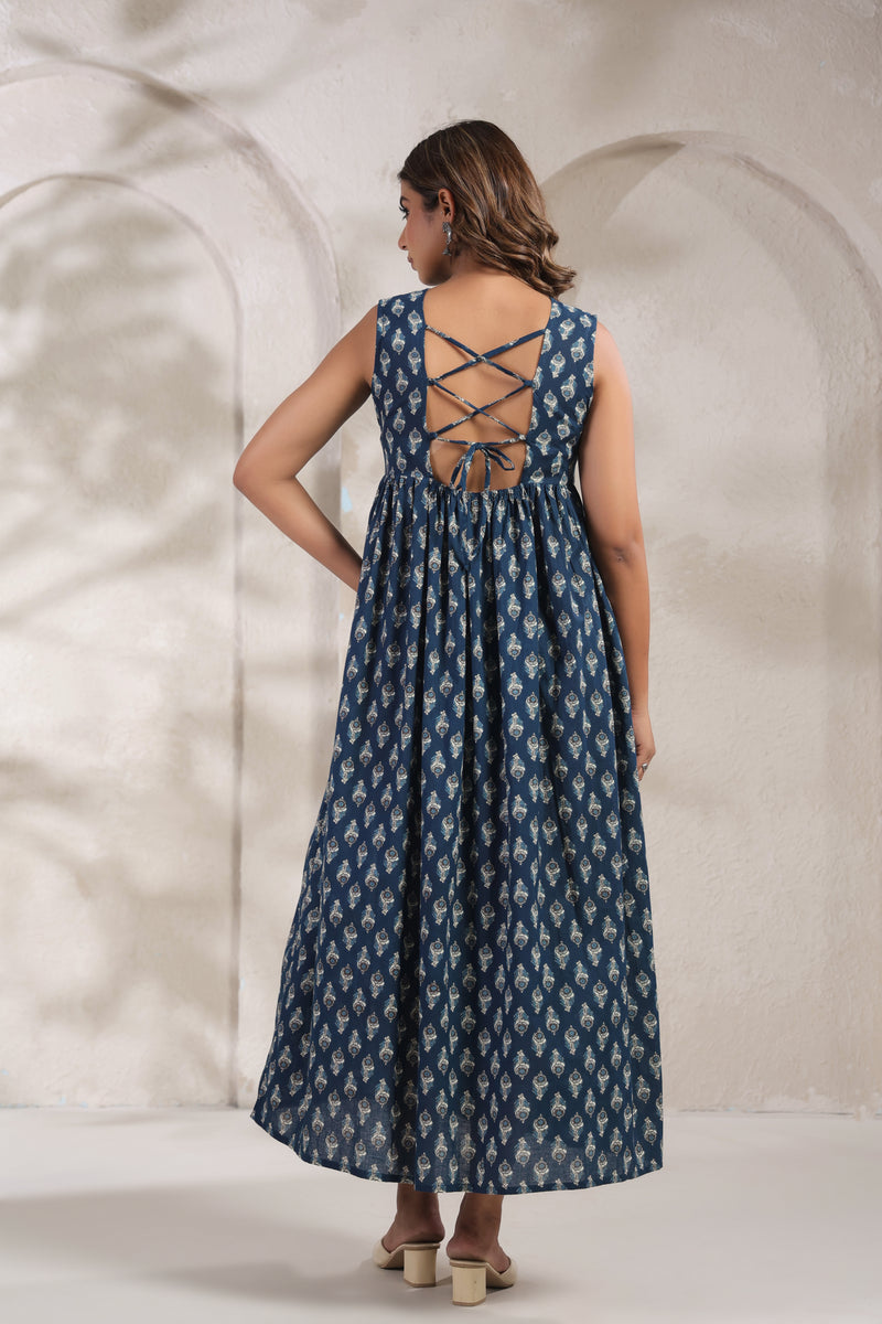 Indigo Buta Print Dress