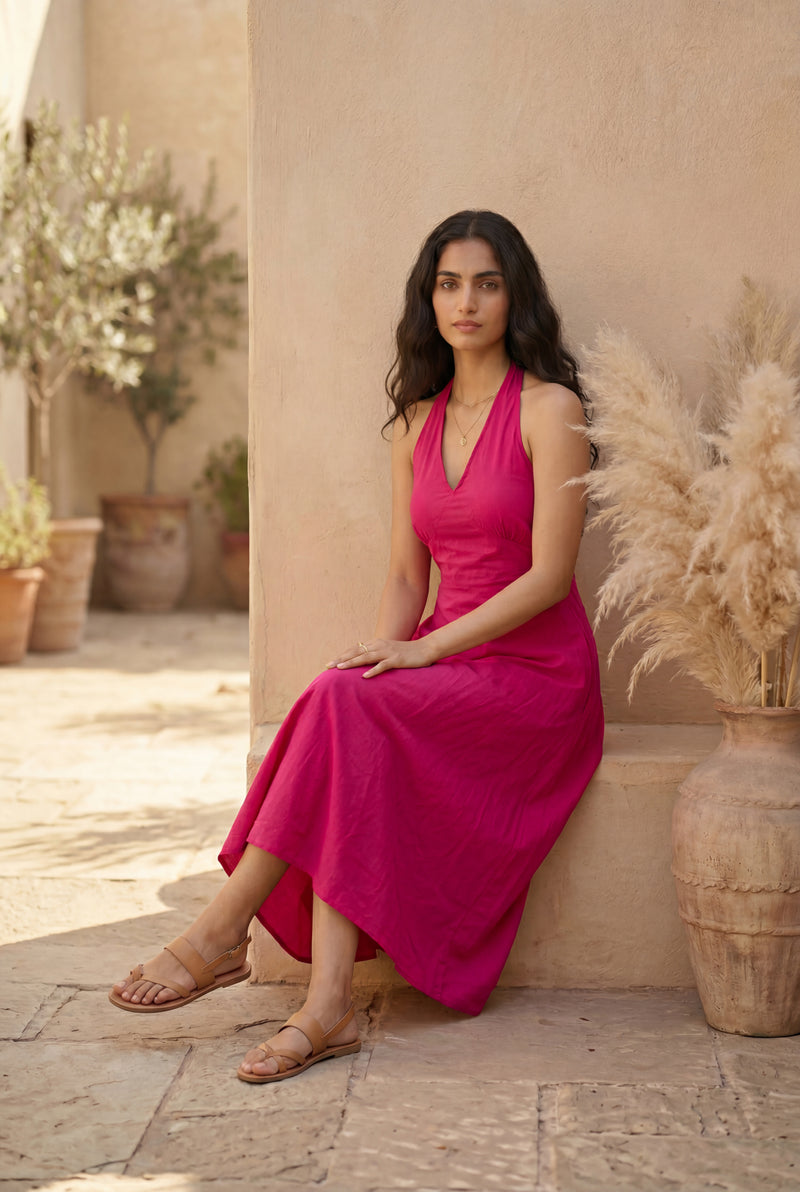 Majenta pink cotton Dress