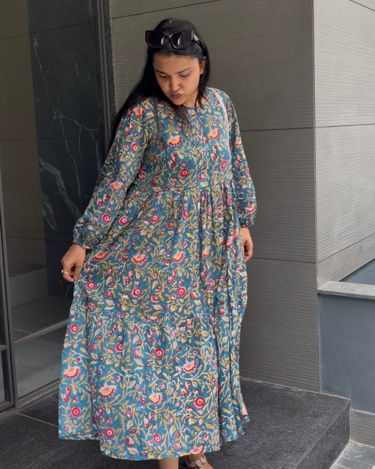 Teal Jal Print Dress with Speghtie
