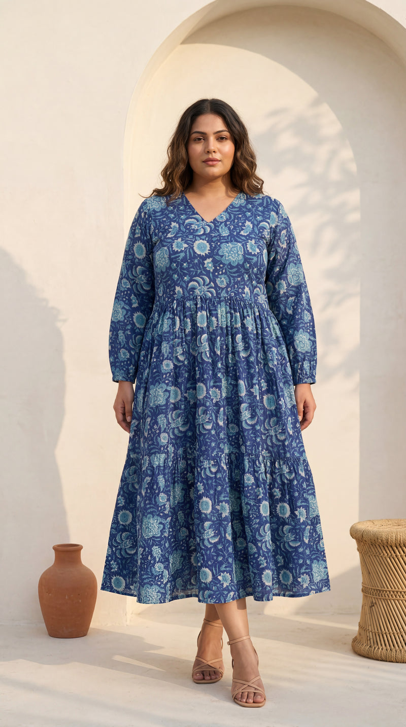 Hand block Printed indigo Dress