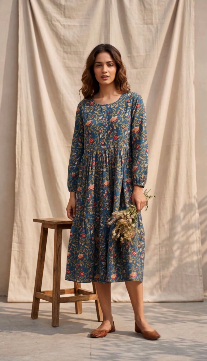 Teal Jal Print Dress with Speghtie