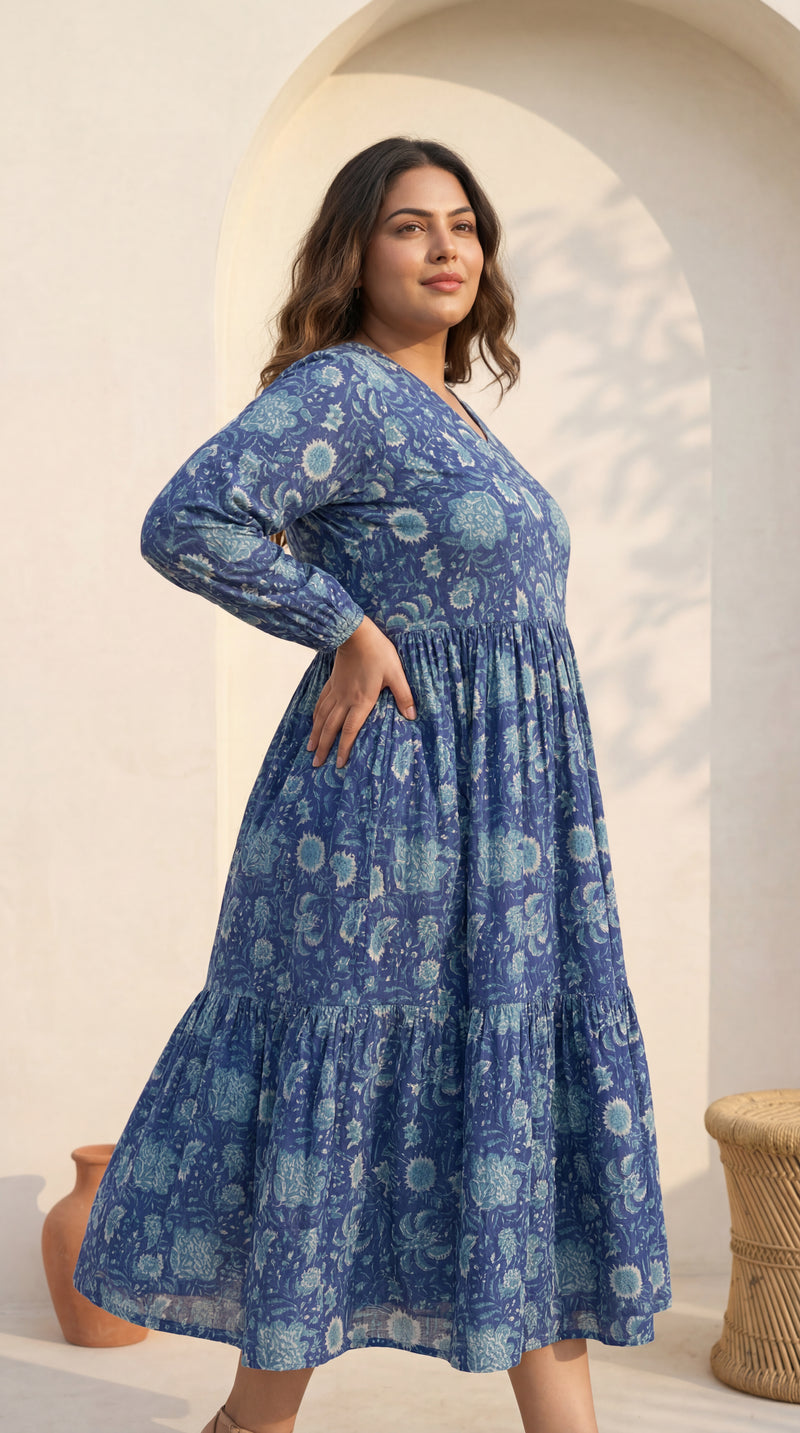 Hand block Printed indigo Dress