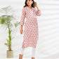 Hand block printed sculpted neckline