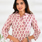 Hand block printed sculpted neckline