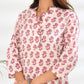 Hand block printed sculpted neckline