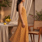 Mustard Print HandBlock Dress