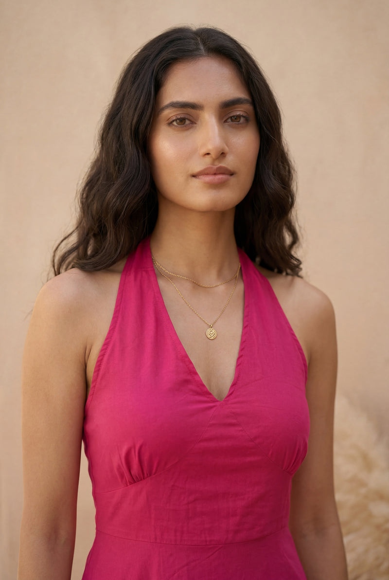Majenta pink cotton Dress