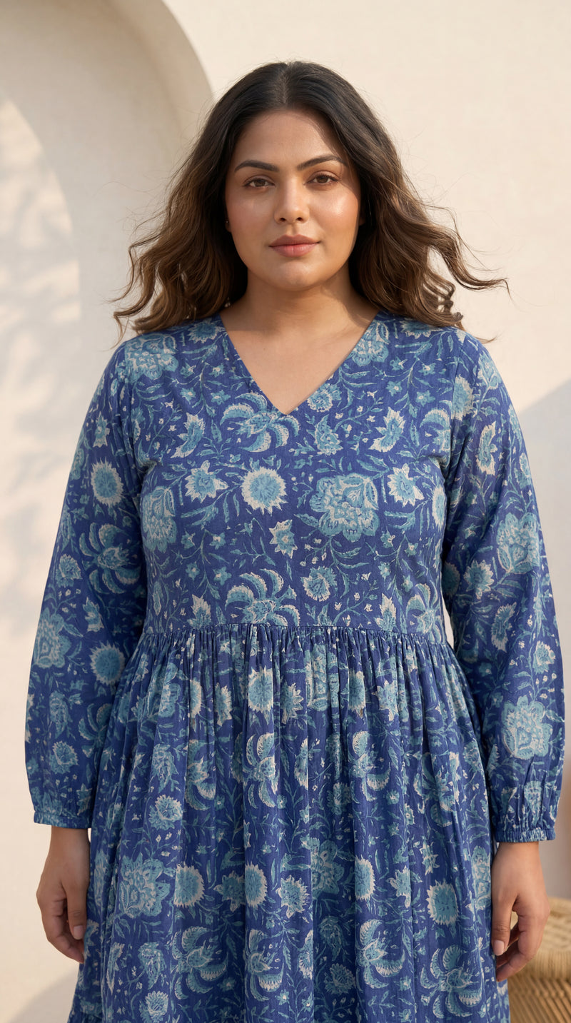 Hand block Printed indigo Dress