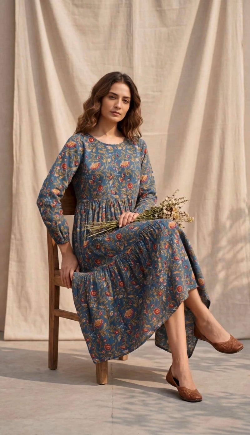 Teal Jal Print Dress with Speghtie