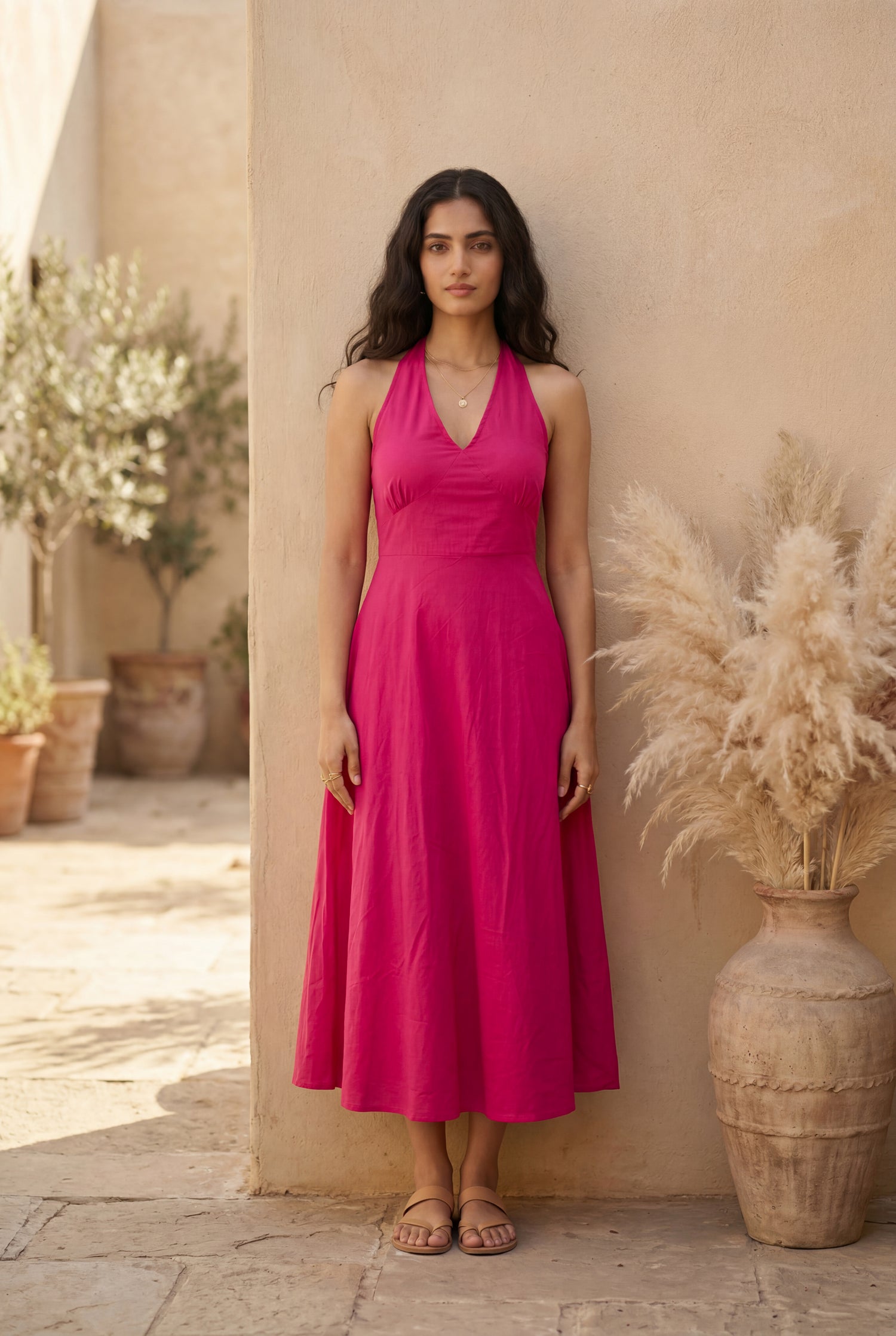 Majenta pink cotton Dress