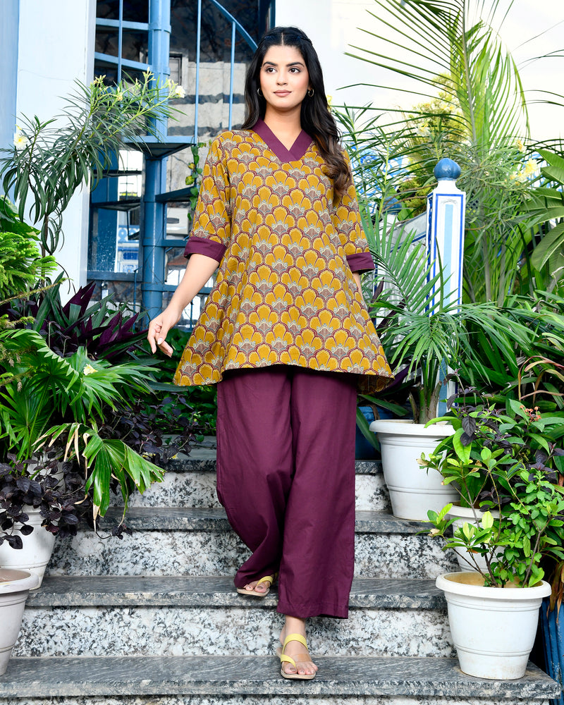 Dark Mustard Printed Co-ord Set