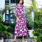 Purple Flowy Printed Long Dress