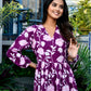 Purple Flowy Printed Long Dress