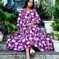 Purple Flowy Printed Long Dress