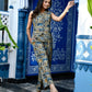 Blue Brown Cotton Print Co-ord Set