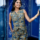 Blue Brown Cotton Print Co-ord Set