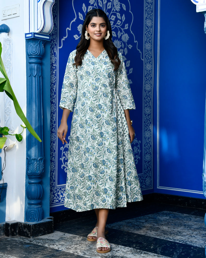 Cream Jaal Buti Printed Dress