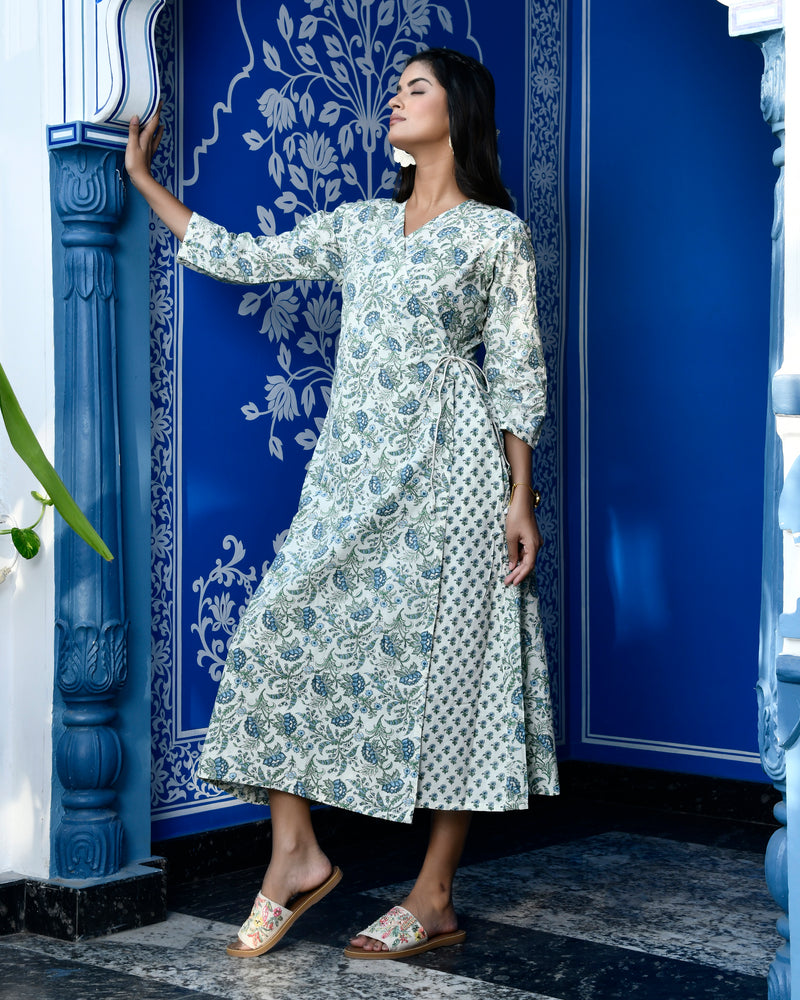 Cream Jaal Buti Printed Dress