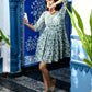 Blue White Printed Short Dress