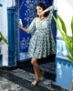 Blue White Printed Short Dress