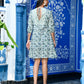 Blue White Printed Short Dress