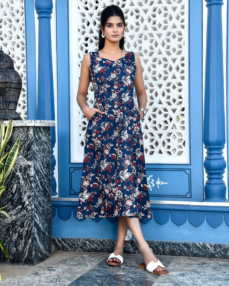 Indigo Smocking Dress