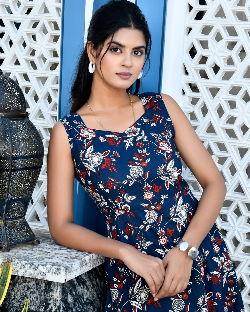 Indigo Smocking Dress