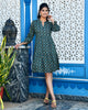 Green Puff Sleeves Short Dress