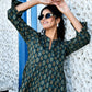 Green Puff Sleeves Short Dress