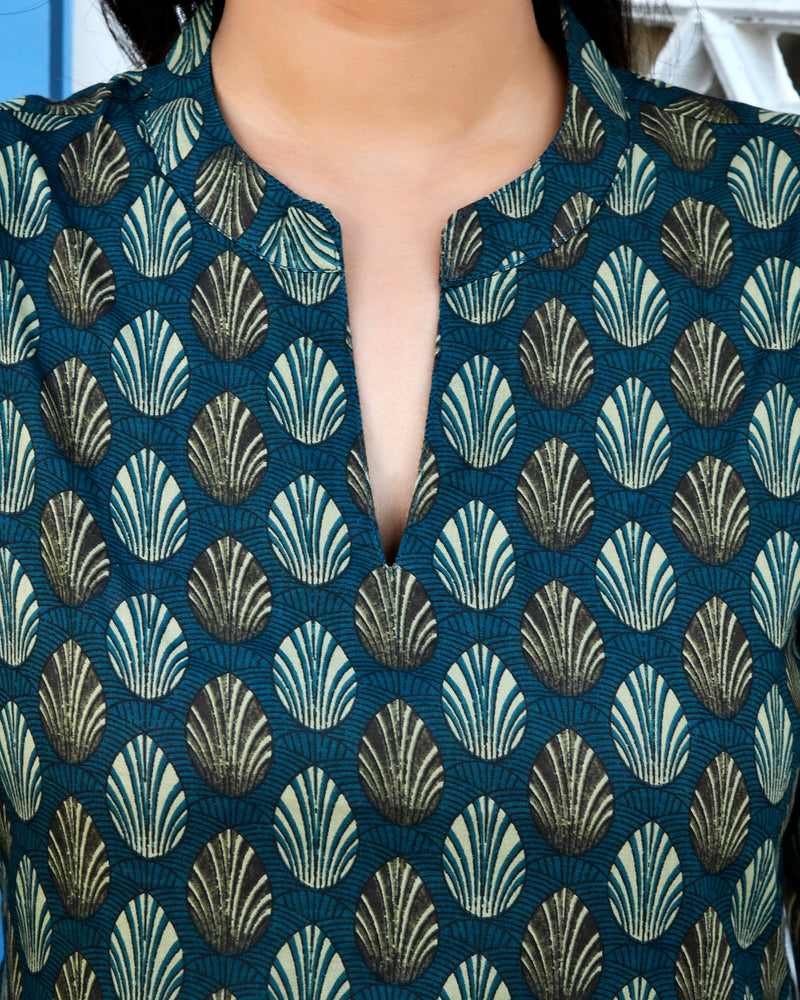 Green Puff Sleeves Short Dress