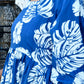 Blue Square Neck Line Long Dress