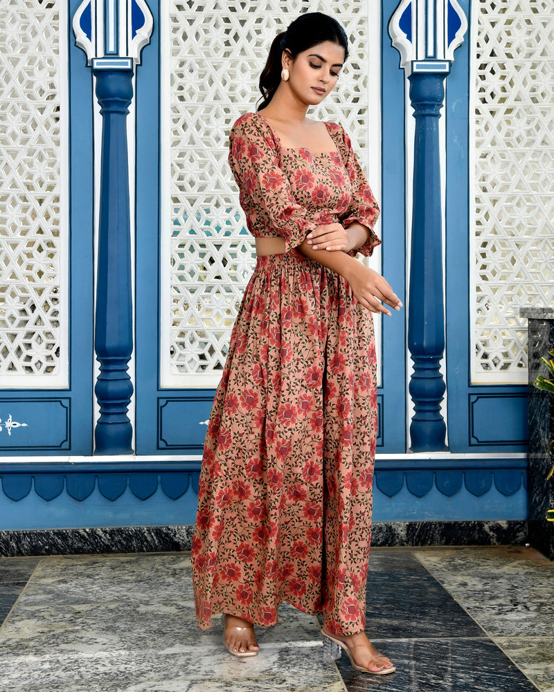 Pink Floral Skirt Coord Set