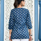 Indigo Pleated Top