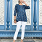 Indigo Pleated Top