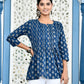 Indigo Pleated Top
