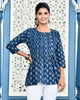 Indigo Pleated Top
