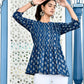 Indigo Pleated Top