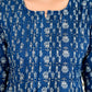 Indigo Pleated Top