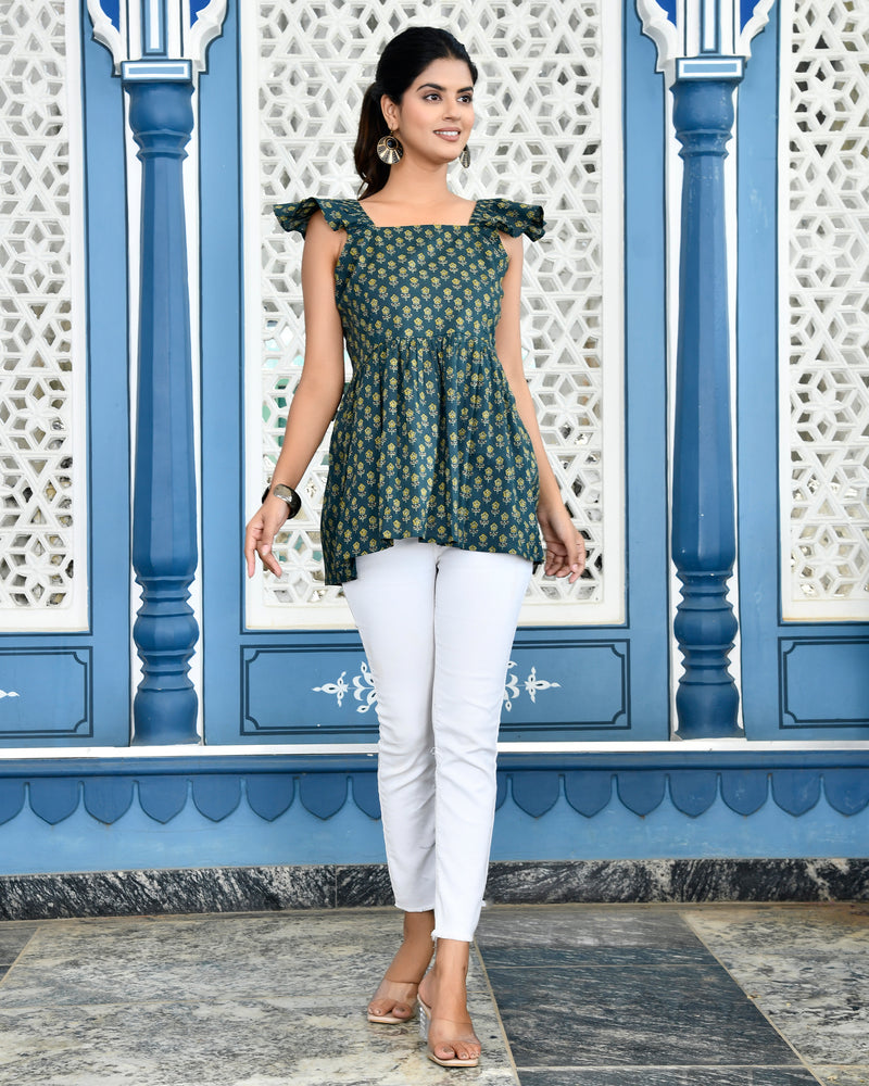 Green Paplum Style Top