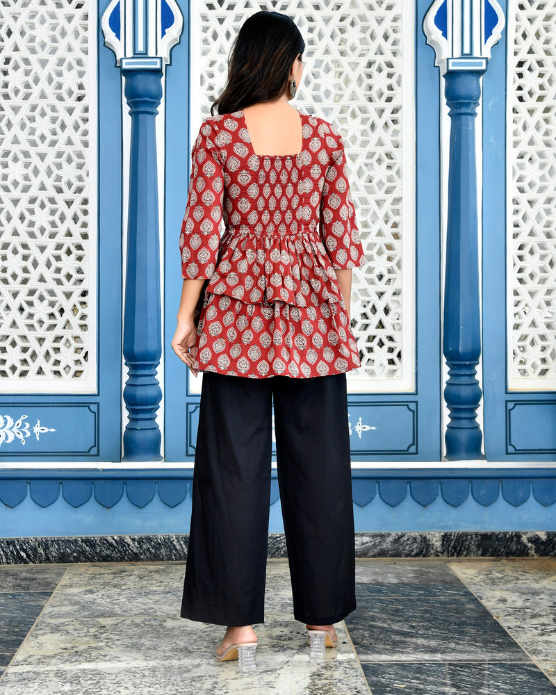 Red Ethnic Printed Top