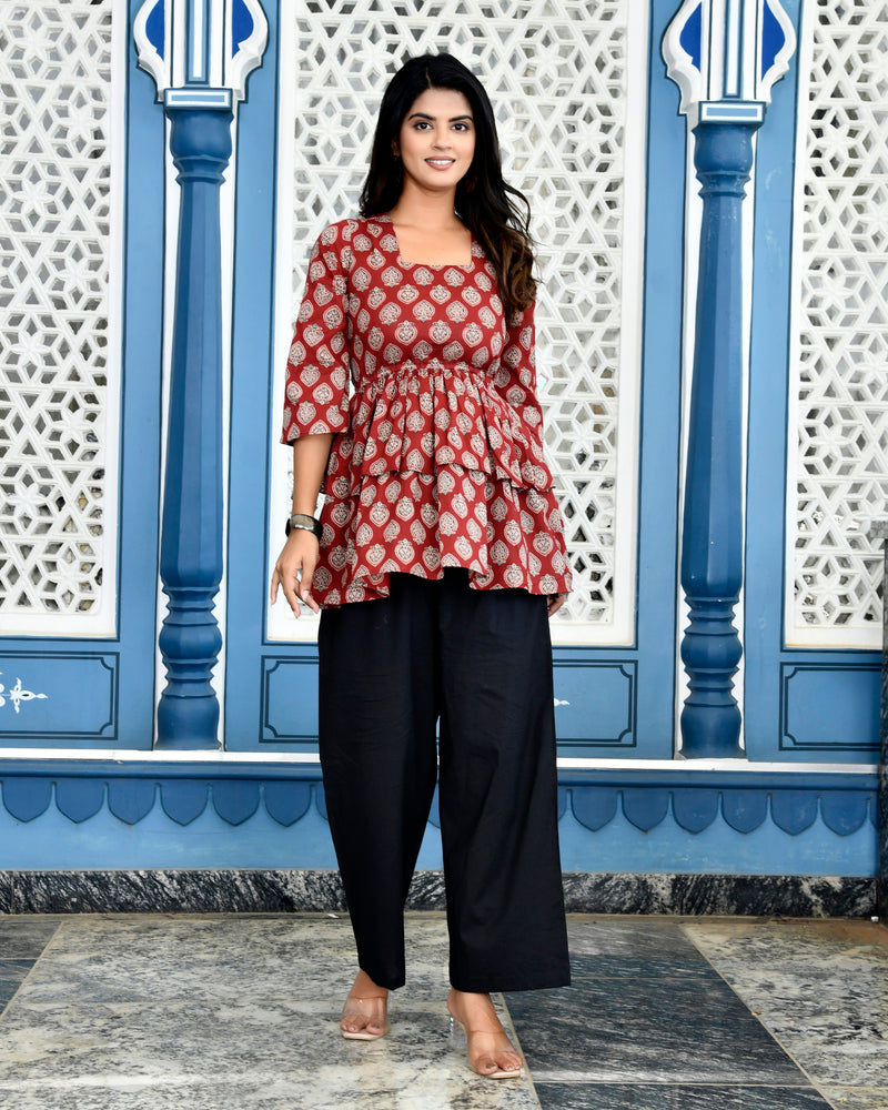 Red Ethnic Printed Top