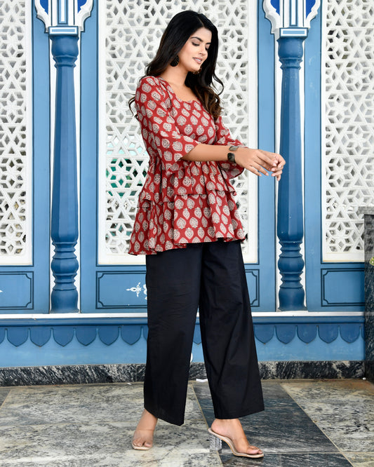 Red Ethnic Printed Top