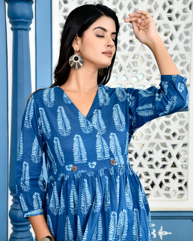 Blue Floral Short Dress